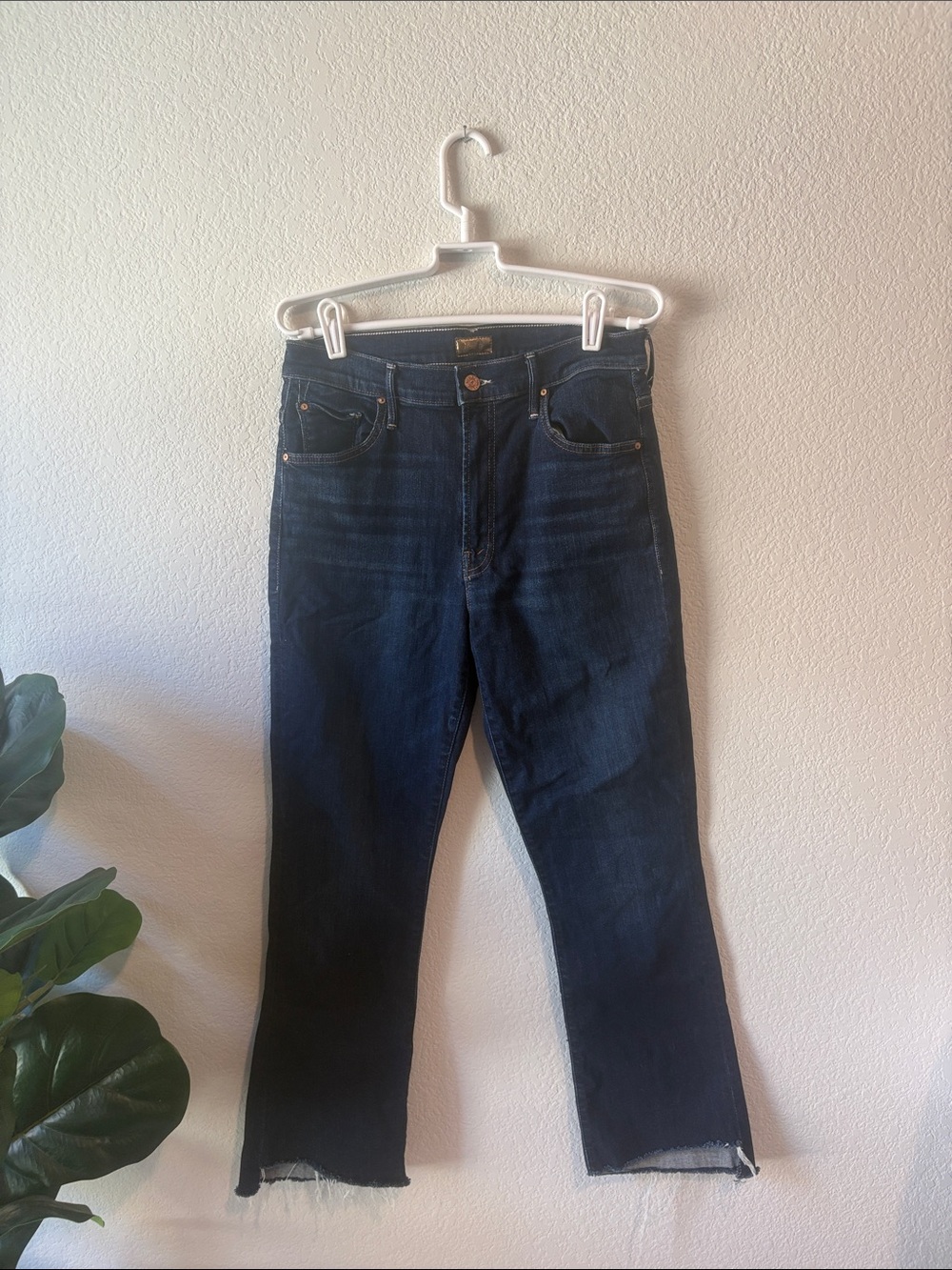 MOTHER Dark Indigo Cropped Ankle Jeans